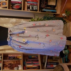 Striped floral skirt